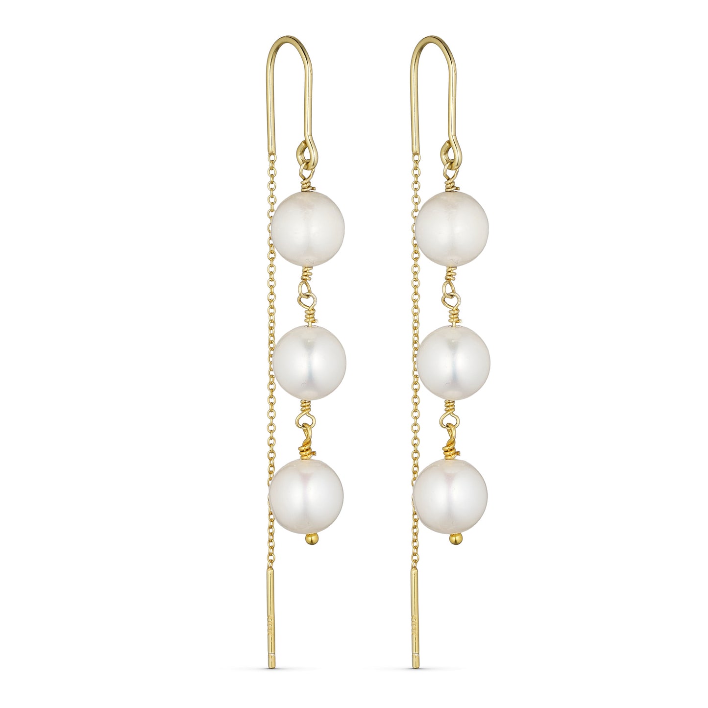 FRESHWATER PEARLS ØREKÆDE MED 3