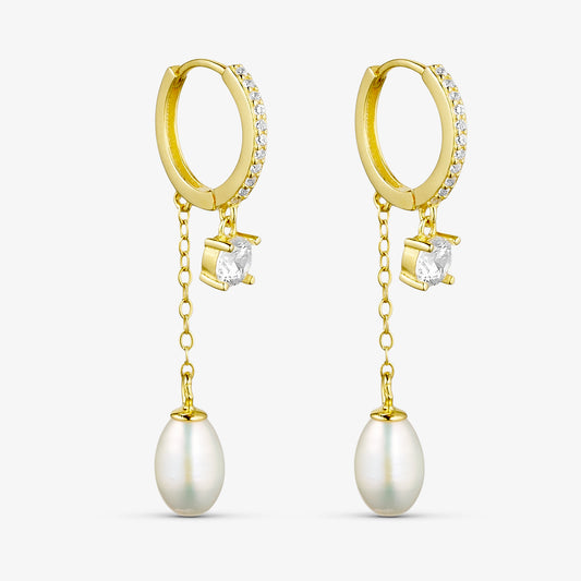 HOOPS MED ZIRKONER OG FERSKVANDSPERLE