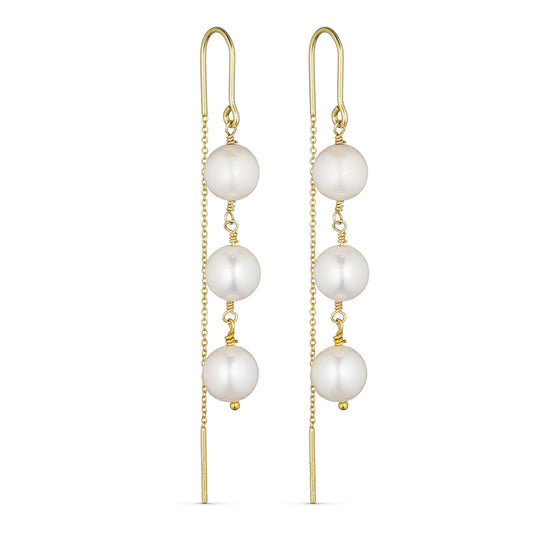 FRESHWATER PEARLS ØREKÆDE MED 3